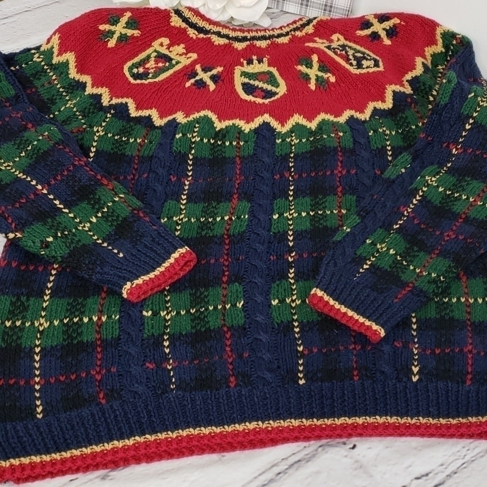 VINTAGE 80s Ashley Hand Knitted Ramie/ Cotton Winter Christmas Sweater EUC - Picture 12 of 12